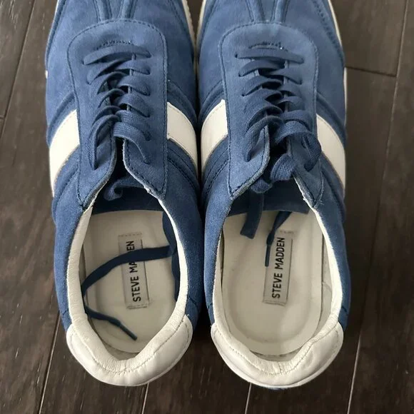 Steve Madden Sewell Men's Blue & White Suede Sneakers Size 12 - Picture 4 of 10